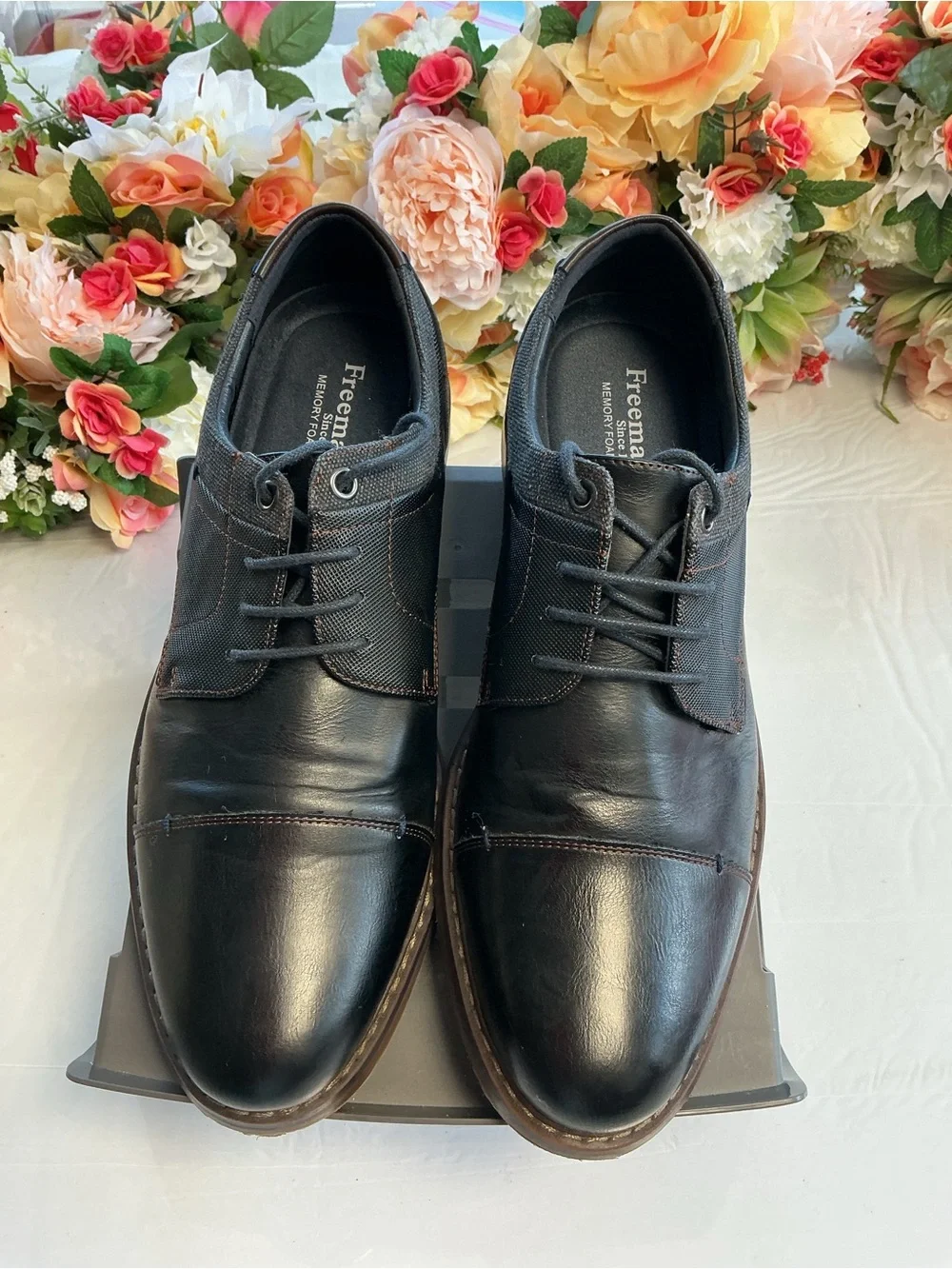 Freeman Hudson Black Cap Toe Derby Oxford Memory Foam Shoes Men’s 9.5M